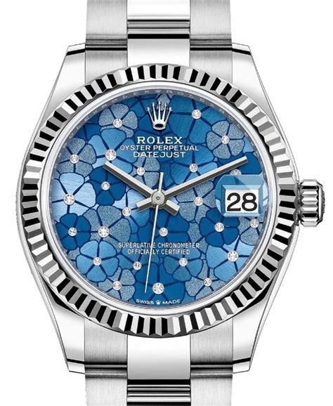 rolex blue floral motif|rolex oyster steel watch.